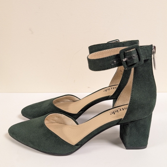 Life Stride Admire Forest Green Suede Ankle Strap Block Heel Pumps - Picture 10 of 16